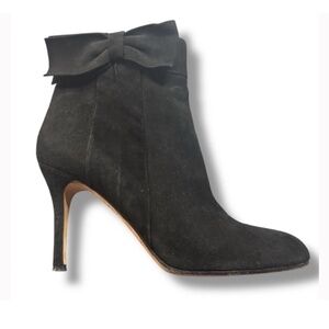 $395 KATE SPADE NEW YORK Stiletto Heels Booties Size 9 Suede Bow Accent